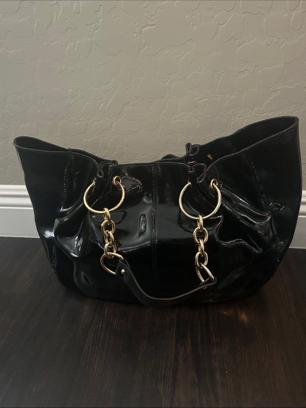 BCBG Glossy Leather Hobo Bag